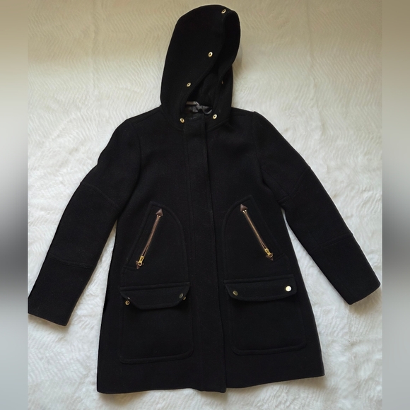 J. Crew Black Pea Coat with Gold Accents - Picture 3 of 15
